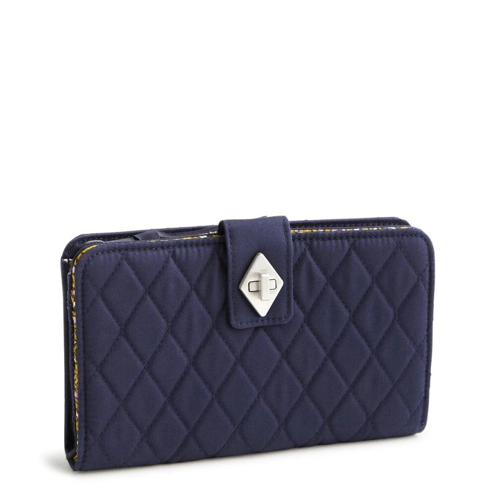 Vera Bradley Premium Cotton Turnlock Wallet in Peacoat